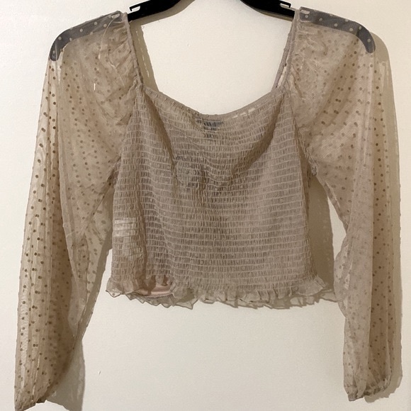 Lot of 3 U2B Urban Basic Polka Dot Sheer Long Sleeve Cropped Top Size L - Picture 5 of 15